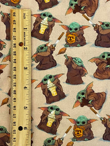 100% Cotton  Baby Yoda with Disney Park Snacks Custom Fabric
