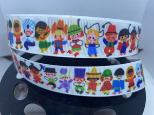 1 yard 1 Inch "It's a Small World" Children Grosgrain Ribbon