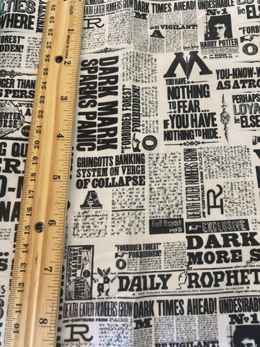 100% Cotton Harry Potter Newspaper Print Fabric