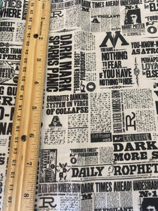 100% Cotton Harry Potter Newspaper Print Fabric