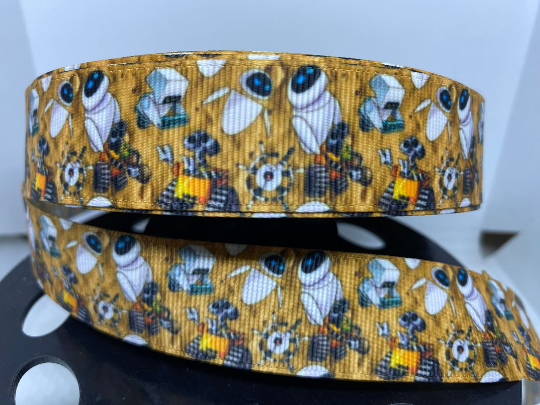 1 yard 1 inch Movie WALL-E and EVE  Movie  Grosgrain Ribbon
