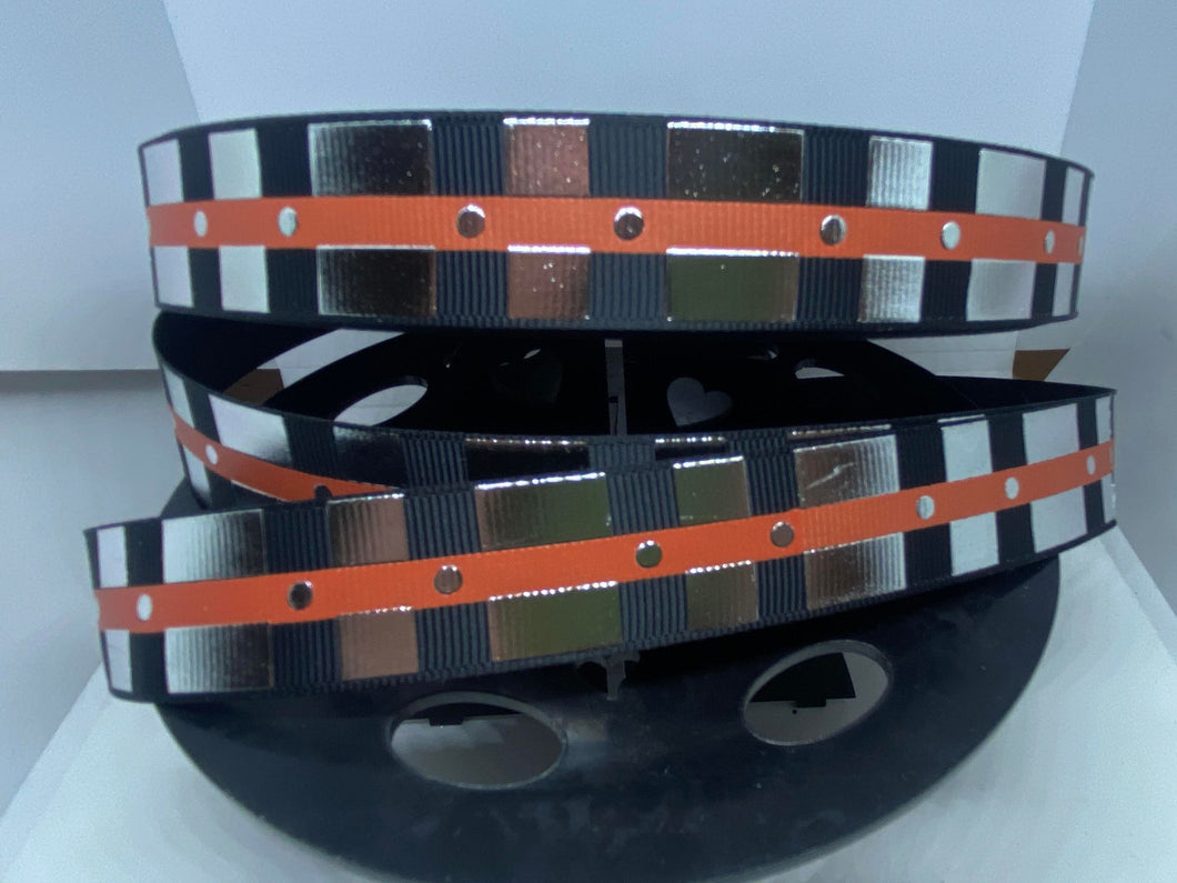 NEW 1 yard 1 inch ribbon Black Foil Print Chewie Bandolier Grosgrain ribbon