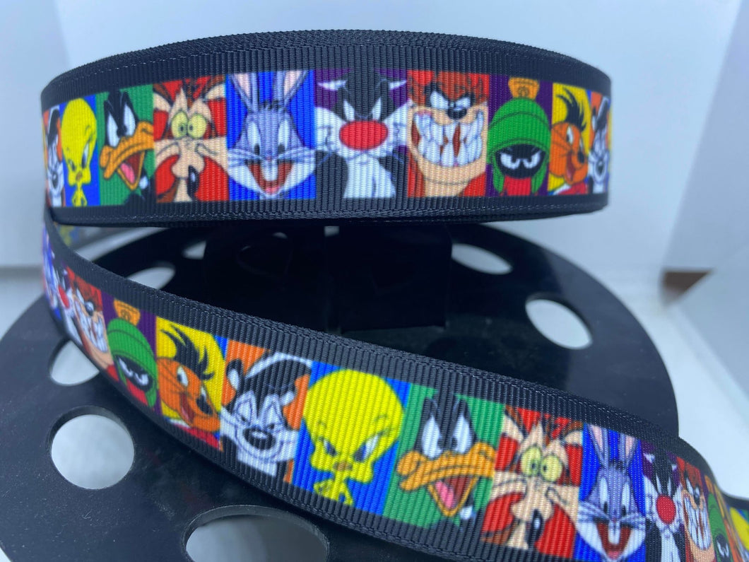 1 yard 1 inch Looney Tunes Inspired print Grosgrain Ribbon