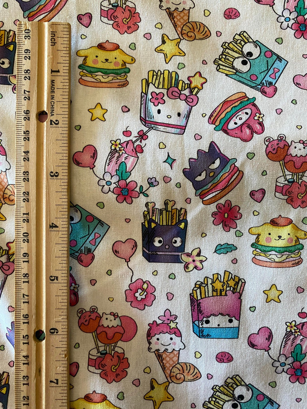 New 100% Cotton Kawaii Print Sanrio Friends as food Custom Fabric