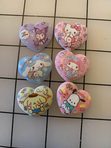Sanrio Friends 3-D Heart Resin Flat back Printed Resin
