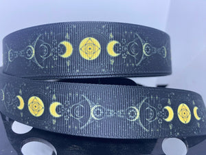 NEW 1 yard 1 inch Phases of the moon Grosgrain Ribbon
