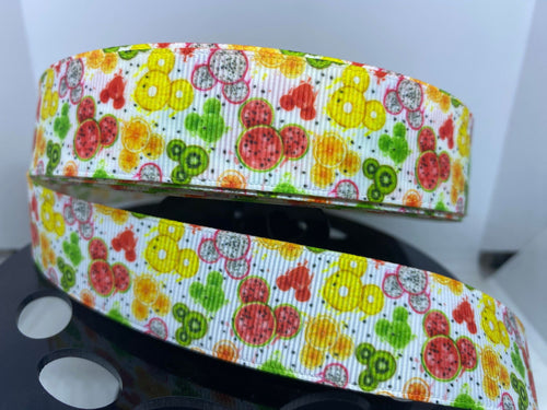 NEW 1 Yard 1 inch Mickey Shaped Fruit Custom Grosgrain Ribbon