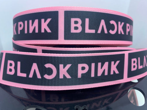 NEW 1 Yard 1 inch Black Pink K-Pop Grosgrain Ribbon Korean Girl Group