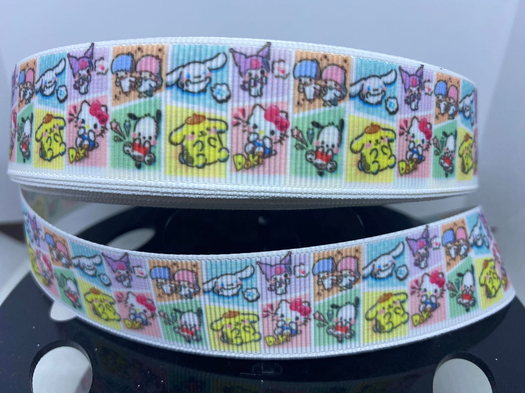 NEW 1 yard 1 inch All the Sanrio Characters Grosgrain Ribbon