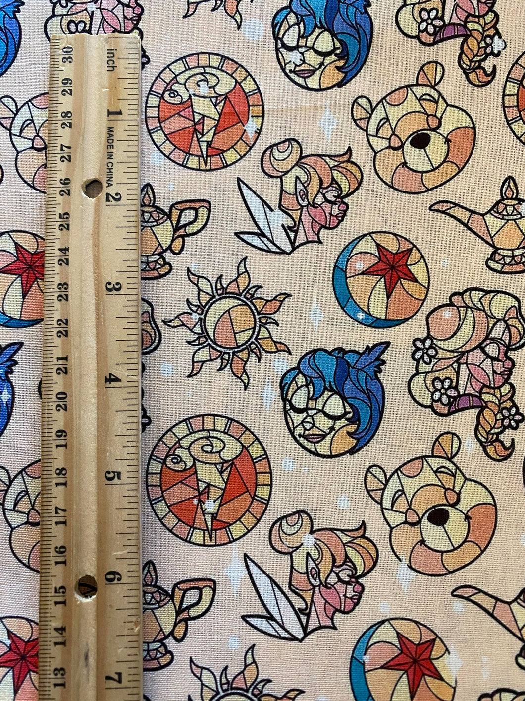 CLEARANCE 100% Cotton Yellow Disney Jewels Custom Print Fabric