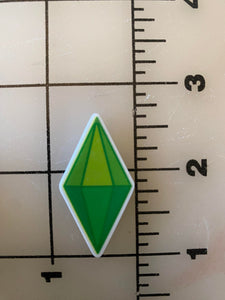 Green diamond from SIMS "plumbob" Flat back Printed Resin