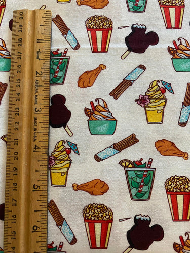 NEW 100% Cotton Disney Park Food Park Snacks Custom Fabric