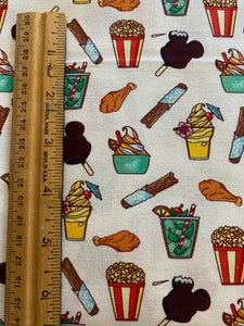 CLEARANCE 100% Cotton Disney Park Food Park Snacks Custom Fabric