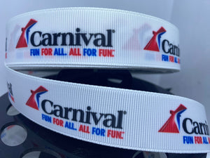 New 1 yard 1 inch Carnival Cruise Line Custom Print Grosgrain Ribbon