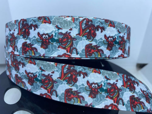 New  1 yard 1 inch Disney Movie Mulan Mushu the Dragon Grosgrain Ribbon