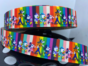 NEW 1 yard 1 inch Disney Fab 5 Multi-Color Grosgrain Ribbon