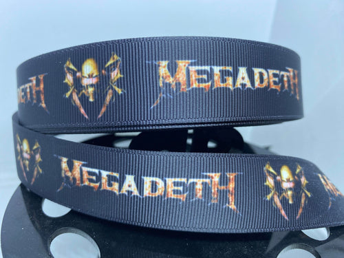 New 1 yard 1 Inch Heavy Metal Rock Band Megadeth Print Grosgrain Ribbon