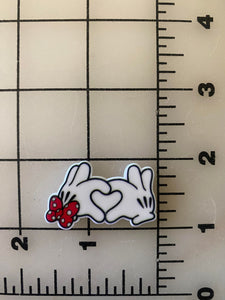 New Mickey Heart Hands Flat back Printed Resin