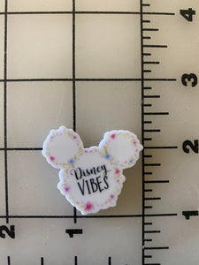 New "Disney Vibes" Mouse Head shaped Flat back Printed Resin