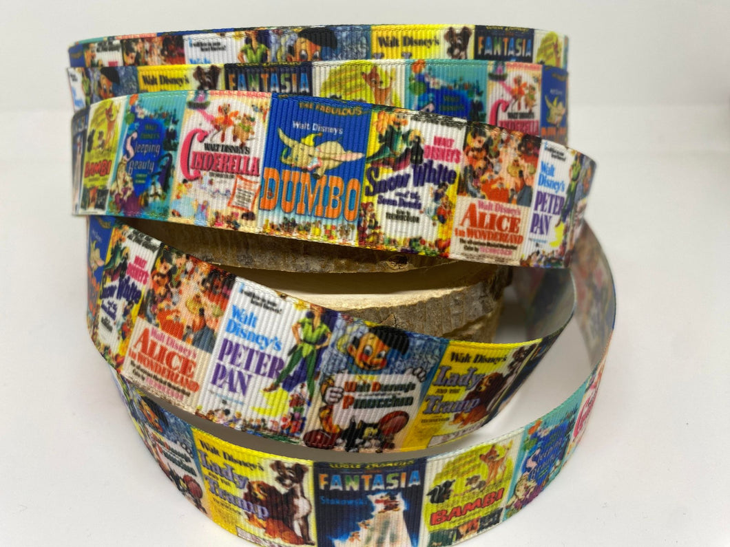 NEW 1 Yard 1 Inch Vintage Disney Movie Posters Grosgrain Ribbon