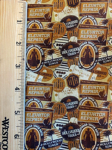 NEW 100% Cotton Tower of terror Tags Print Fabric