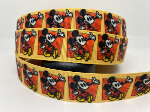 NEW 1 Yard 1 inch New Style Mickey Mouse Print Grosgrain Ribbon