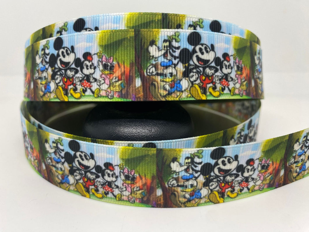 1 Yard 1 inch New Style Mickey Cartoons Print Grosgrain Ribbon