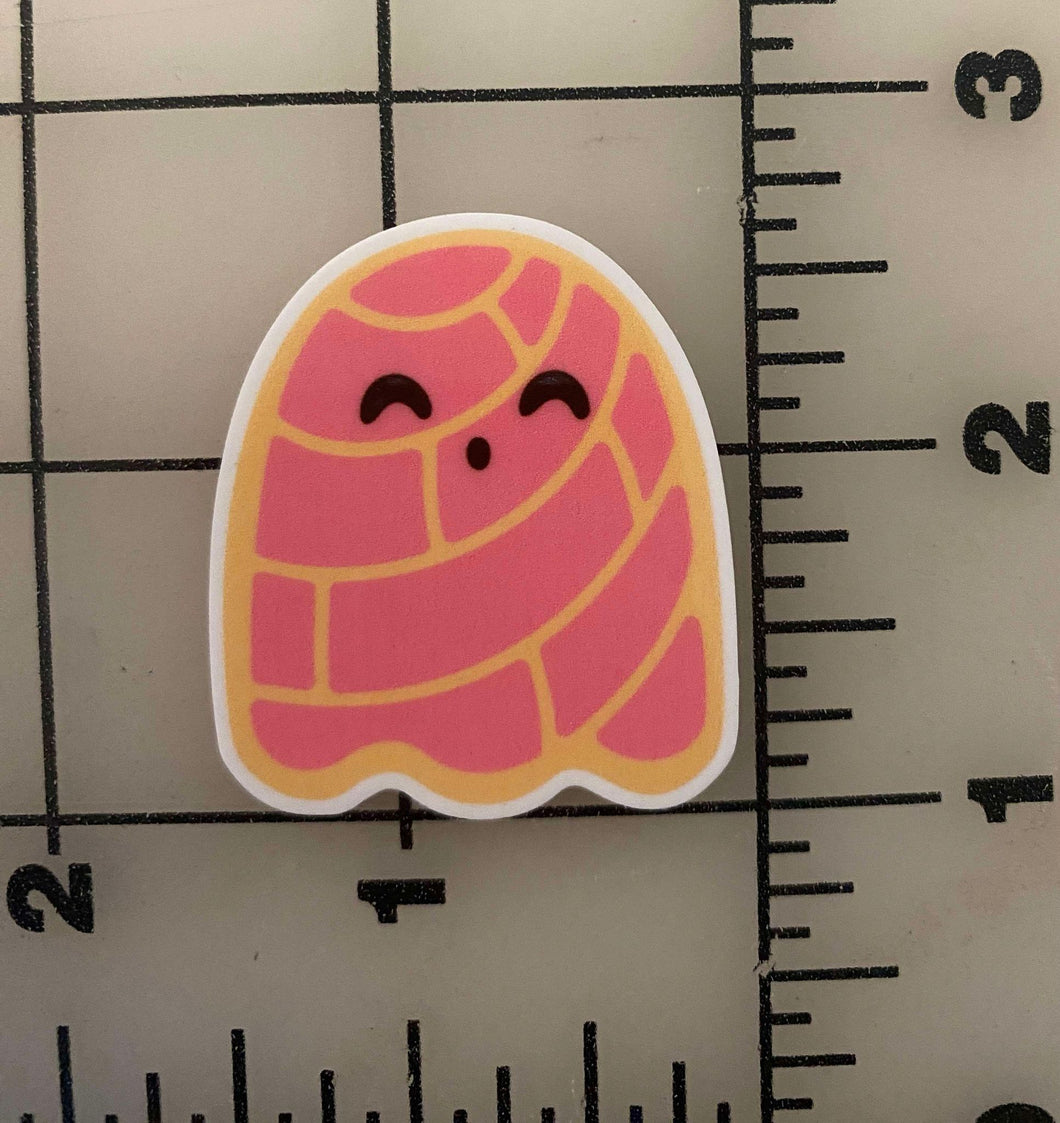 Pink Concha Ghost Mexican sweet Bread Flat back Printed Resin