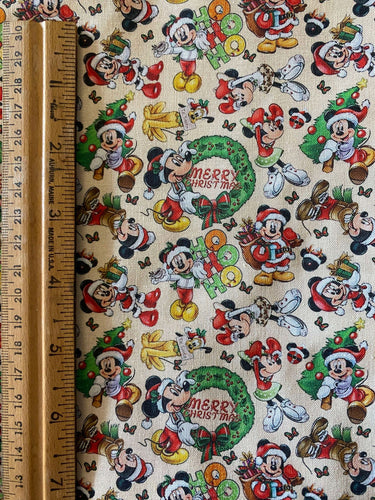 100% Cotton Disney Mickey and Minnie Mini Print Christmas Fabric