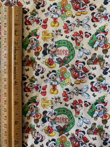 100% Cotton Disney Mickey and Minnie Mini Print Christmas Fabric
