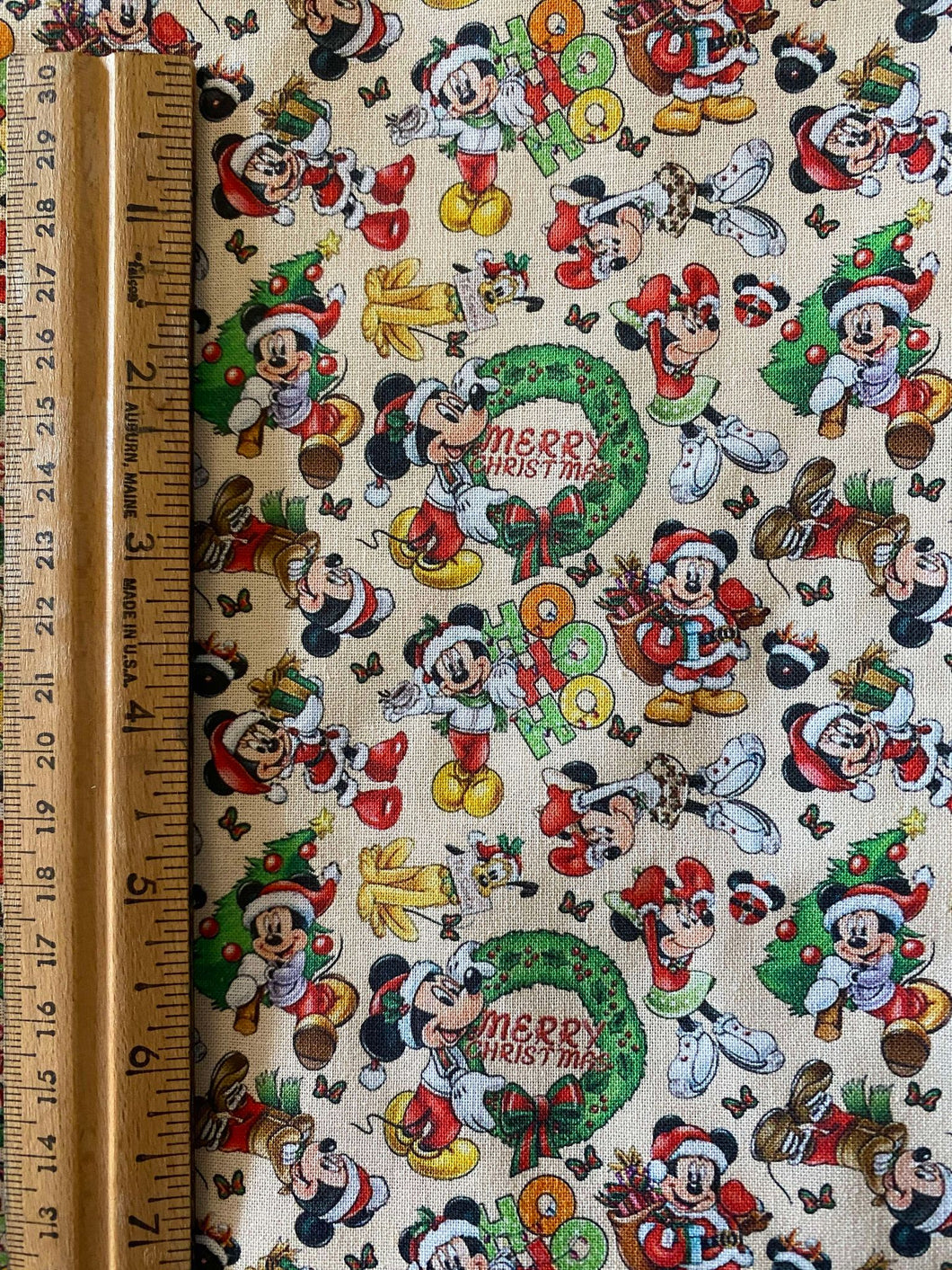 100% Cotton Disney Mickey and Minnie Mini Print Christmas Fabric