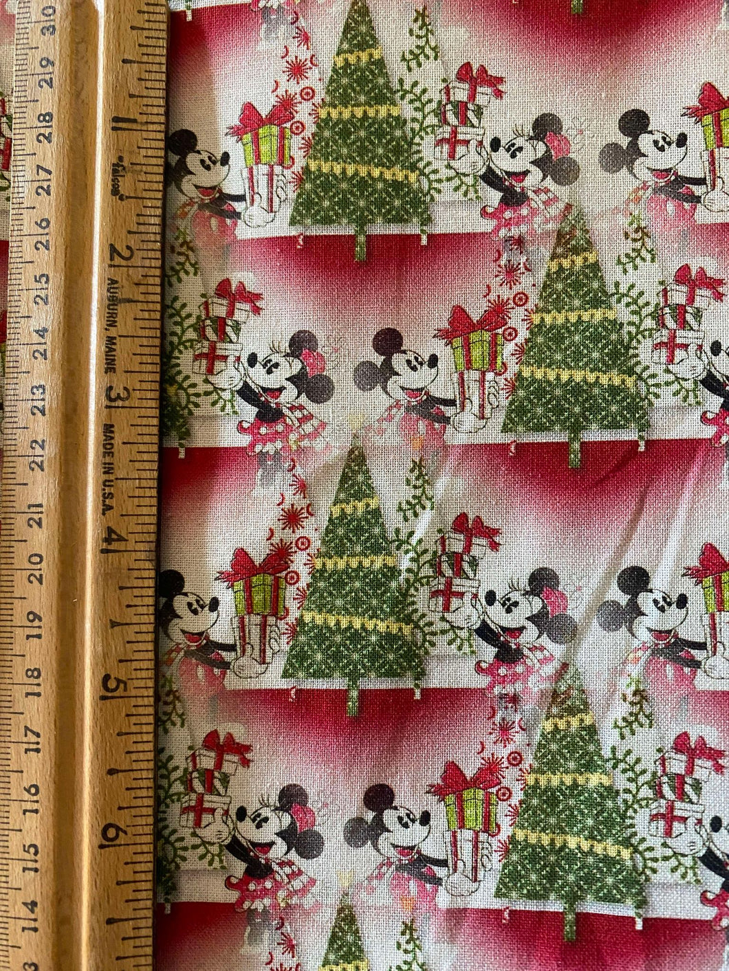 100% Cotton Disney Mickey and Minnie Vintage Print Christmas Fabric