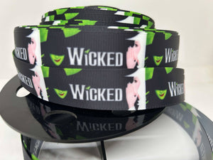 NEW 1 yards 1"inch wide Wicked Orig Logo (Long) Grosgrain Ribbon