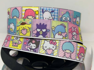 NEW 1 yard 1 inch All the Sanrio Characters Grosgrain Ribbon