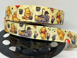 NEW 1 yard 1"inch Wide Vintage Winnie the Pooh Ribbon Grosgrain Ribbon