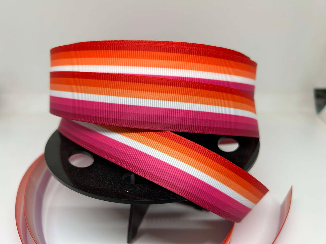 1 yard 1 Inch Lesbian Pride Flag Colors Grosgrain Ribbon LGBTQ