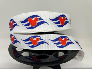NEW 1 yard 1 inch Disney Cruise Line Logo Print Grosgrain Ribbon