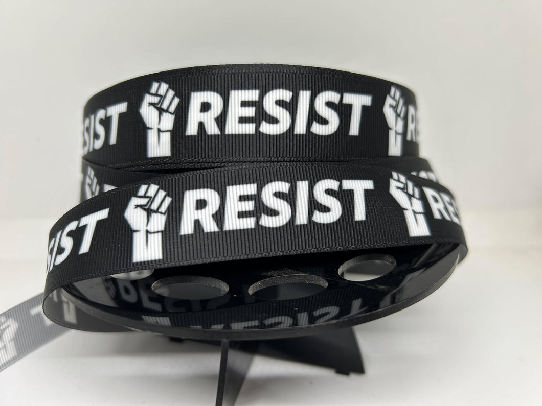 New 1 yard 1 inch Black and White Resist Grosgrain Ribbon