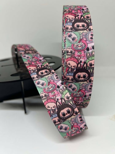 NEW 1 yard 1 inch Labubu POP MART Vertical Print Grosgrain Ribbon
