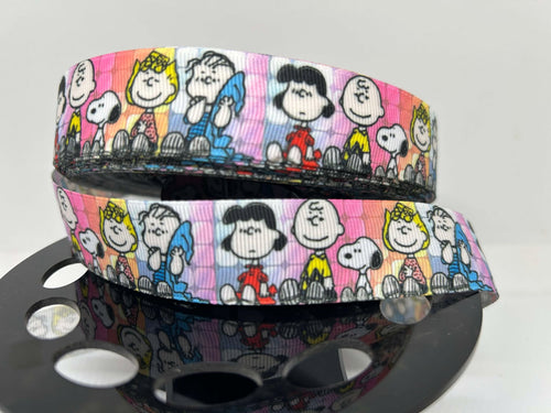 NEW 1 yard 1 Inch Snoopy / Peanuts (Rainbow) Grosgrain Ribbon