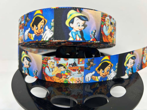 NEW 1 yard 1 Inch Disney Classic Movie Pinocchio Grosgrain Ribbon (movie Scenes)