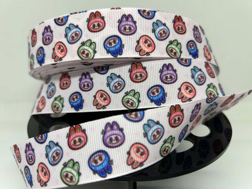 NEW 1 yard 1 inch Labubu POP MART Print Grosgrain Ribbon