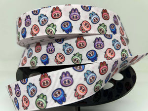 NEW 1 yard 1 inch Labubu POP MART Print Grosgrain Ribbon