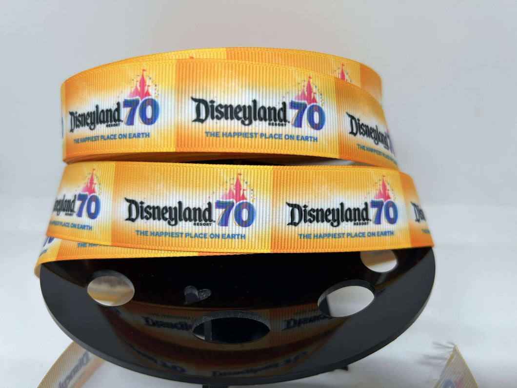 NEW 1 yard 1 inch Disneyland 70th Anniversary Grosgrain Ribbon