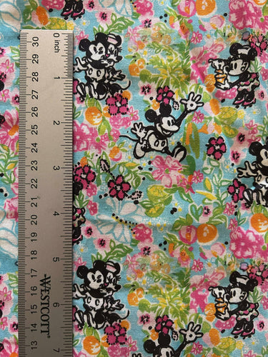 Custom Printed 100% Cotton Disney Mick & Min Love Lilly Fabric