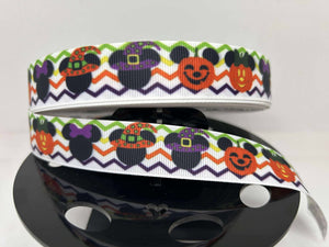 NEW 1 yard 7/8" Mickey Head Halloween Print Grosgrain Ribbon
