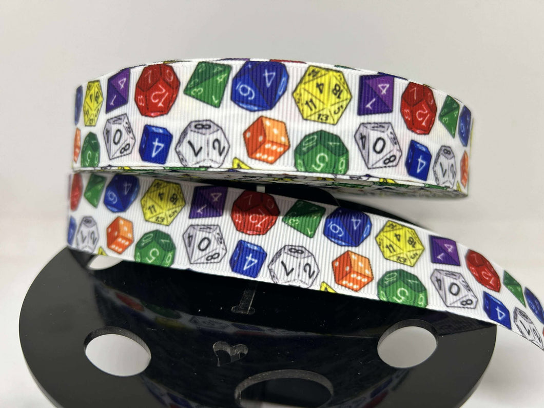 NEW  1 yard 1 inch Game Dice Grosgrain Ribbon
