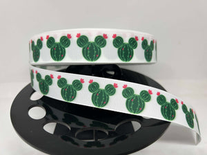 NEW 1 yard 7/8" mickey Shaped Cactus Grosgrain Ribbon