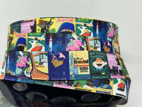 NEW 1 yard 1 inch Disneyland Opening Day Attractions poster Print Grosgrain Ribbon