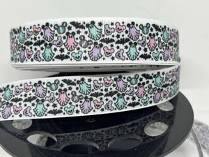 New  1 yard 1 inch Ghost Mickey Halloween Print Grosgrain Ribbon